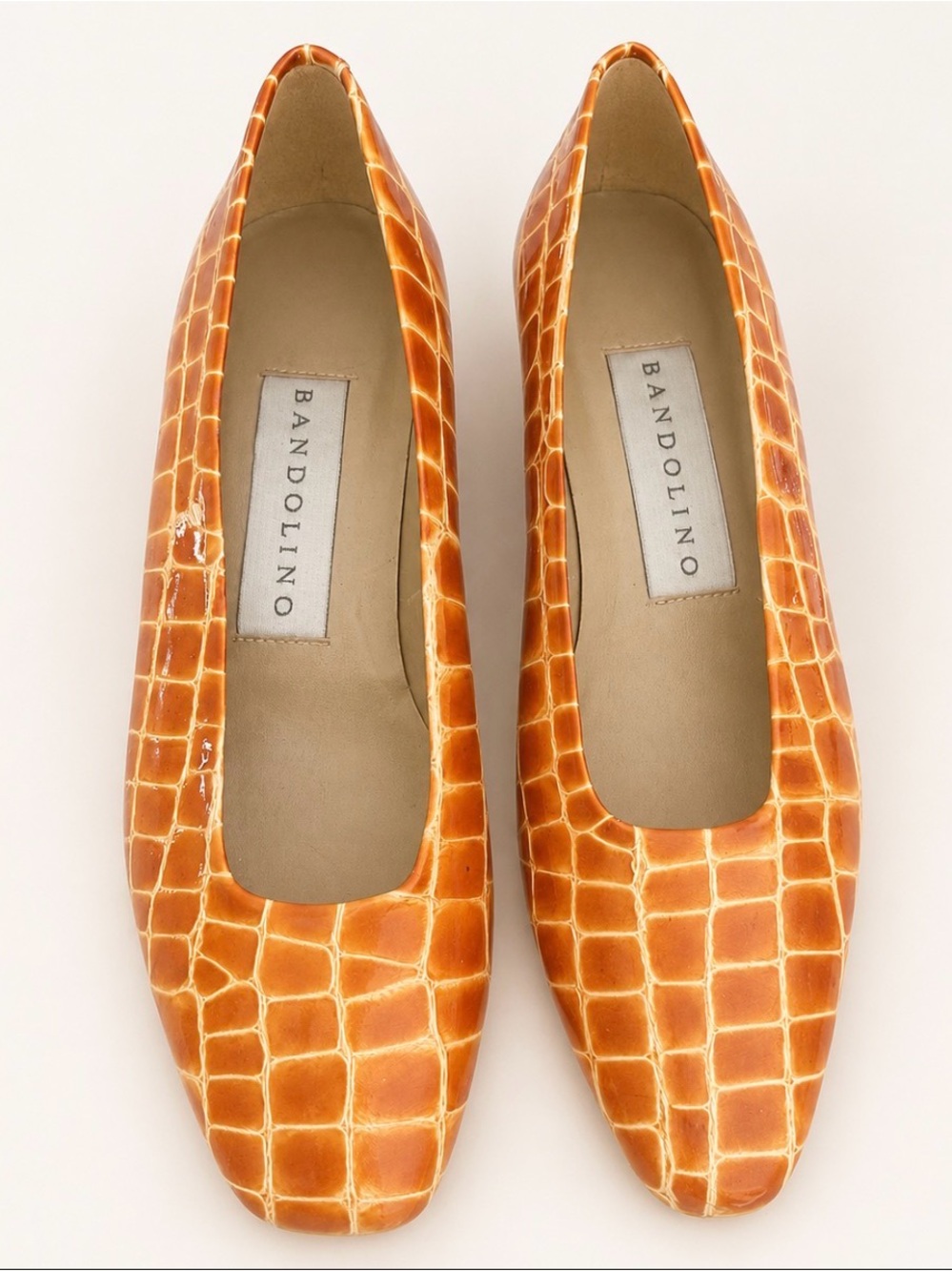 Bandolino Orange Croc-Embossed Pointed Toe Pumps